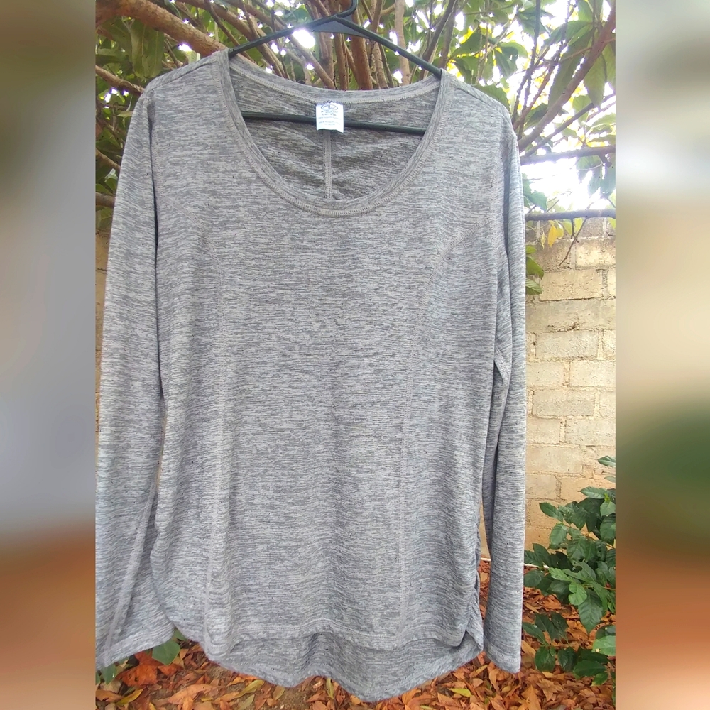 Women's Long Sleeve Athletic Sport Top Gray Size Large